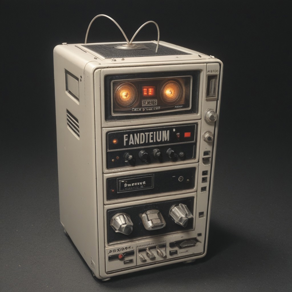 portable radio with extendable antenna and handle, radio, object, 1977 (Cassette_Futurism)