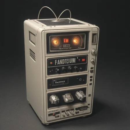 portable radio with extendable antenna and handle, radio, object, 1977 (Cassette_Futurism)