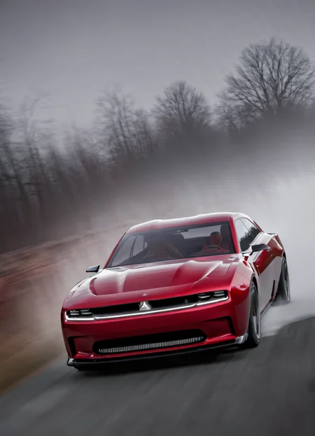 <lora:ChargerConceptSDXL_v1:1> red chargerconcept,  from front, driving through a wall of fog,
realistic, cinematic, highly detailed,