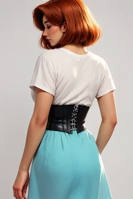 score_9, score_8_up, score_7_up, score_6_up, score_5_up, score_4_up, rating_safe, source_anime, portrait shot of a beautiful caucasian woman, age 21, back view, irresistible, (casual:1.3), retro arcade, ideal body, t-shirt, corset belt, (casual:1.3), zPDXL, <lora:Bonifasco_PonyXL_v1:0.6>, <lora:BT_Corset_Belt_Pony:0.6>