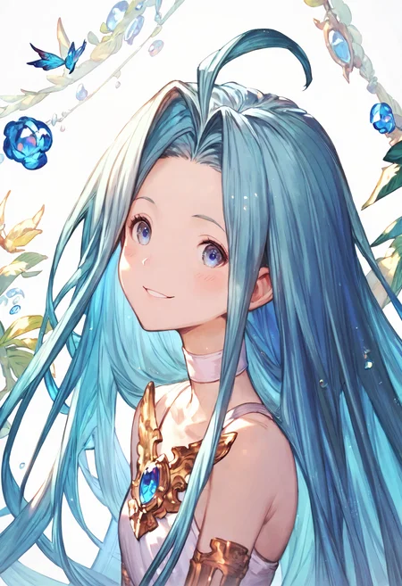 score_9, score_8_up, score_7_up,score_6_up, source_anime, best quality, aesthetic, absurdres,
1girl, solo, smile, blush, (clear eyes:1.2), looking at viewer,
Lyria (Granblue Fantasy), very long hair, blue hair, (body_slim, skinny:1.1), white choker,
(clear eyes:1.1), <lora:Lyria-Pony:0.8>