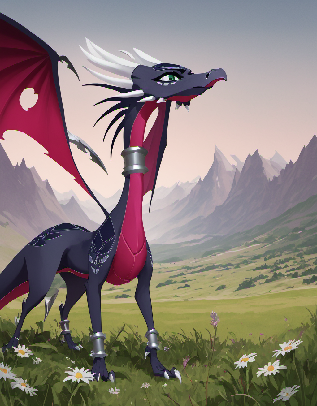 <lora:Cynder_corrupted:1>
cynder, dragon, corrupted, green eyes, detailed eyes, solo, perforated wings, 2 wings, full figure, in a meadow, open mouth, hungry,