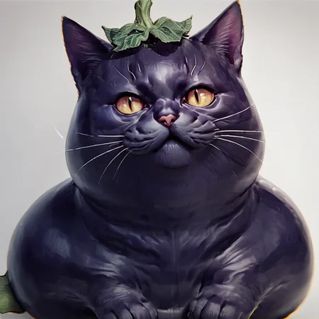 score_9, score_8_up, score_7_up, score_6_up, score_5_up, score_4_up, 
 <lora:plant_animals-7:1>,
plant_animal,
eggplant,cat face
