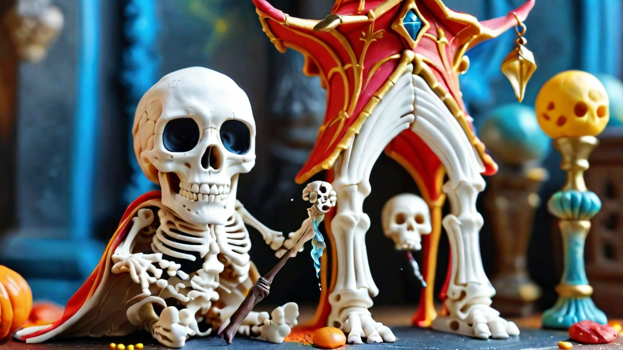 play-doh style (skeleton wizard casting a spell in a majestic court),  . sculpture, clay art, centered composition, Claymation detailed<lora:bonex:0.8> bonex, bone, skeleton <lora:gwmdetail_lora_r64_sdxl:0.4> GWMDetail <lora:MJ52:0.6>