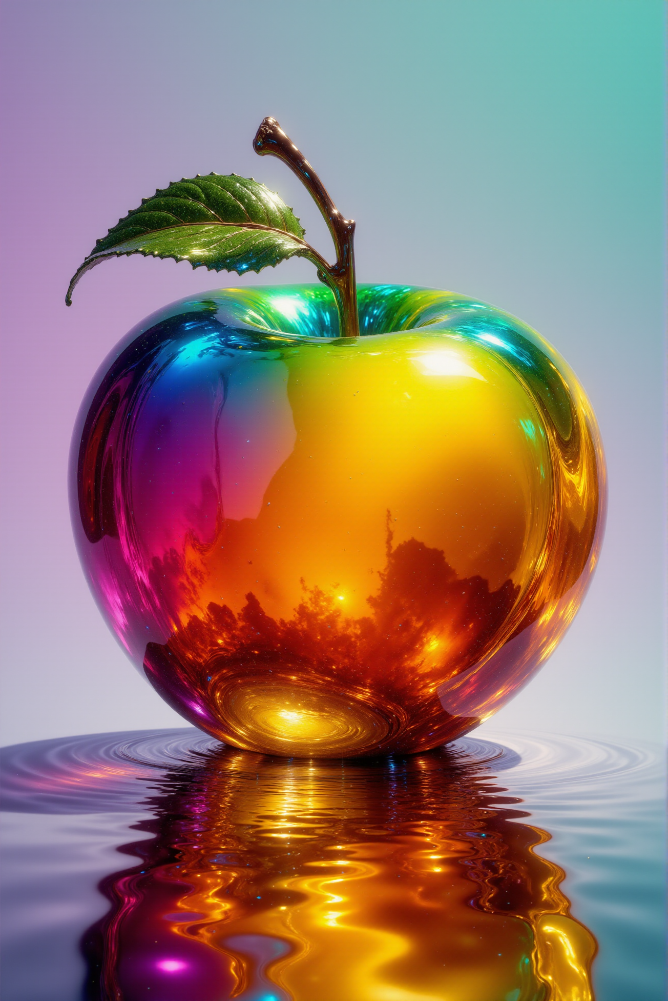 <lora:Vibrantly_Abstract_style:1.0> VibrantlyAbstract style. A glass apple.
