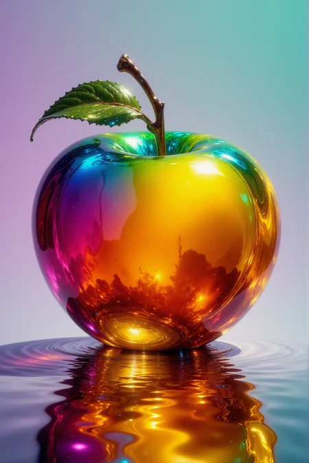 <lora:Vibrantly_Abstract_style:1.0> VibrantlyAbstract style. A glass apple.