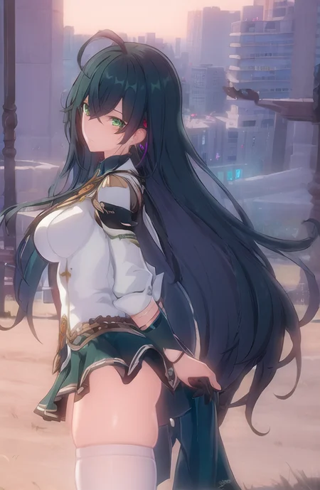 masterpiece, (photorealistic:1.4), best quality, beautiful lighting,(ulzzang-6500:0.4), detailed shiny skin, green eyes, sweet smile, TOF_Rinya, city street, green pleated skirt,
<lora:TOF_Rinya:1>