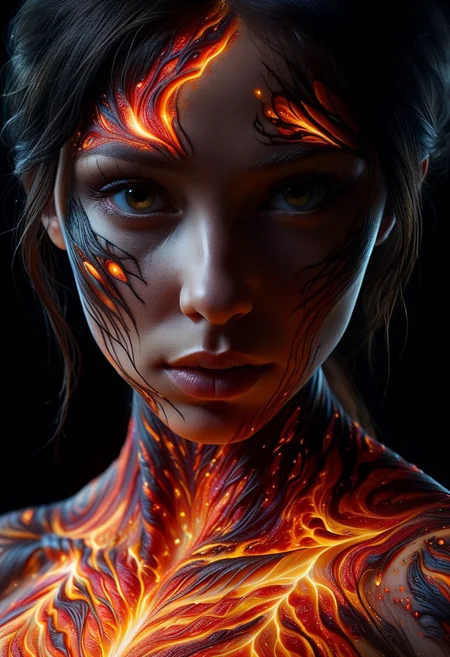 Close-up face, mysterious silhouette of a woman ral-lava clothing, backlit, alluring goddess, by Minjae Lee, Carne Griffiths, Emily Kell, Steve McCurry, Geoffroy Thoorens, Aaron Horkey, Jordan Grimmer, Greg Rutkowski, amazing depth, double exposure, surreal, geometric patterns, intricately detailed, bokeh, perfect balanced, deep fine borders, artistic photorealism , smooth, great masterwork by Suiras <lora:add-detail-xl:2> <lora:Double_Exposure:0.5>