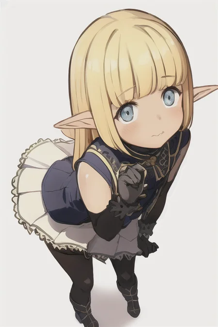 (realistic:0.2), anime illustration of (Mare Bello Fiore:1.1), full body, detailed, (realistic:0.2),
short skirt, cute face, clear eyes, elf ears, white background
simple background, cute girl, young girl, sunny day, with shadows, clouds (masterpiece),
<lora:auraAndMareBellaFiora_v10:0.7>,