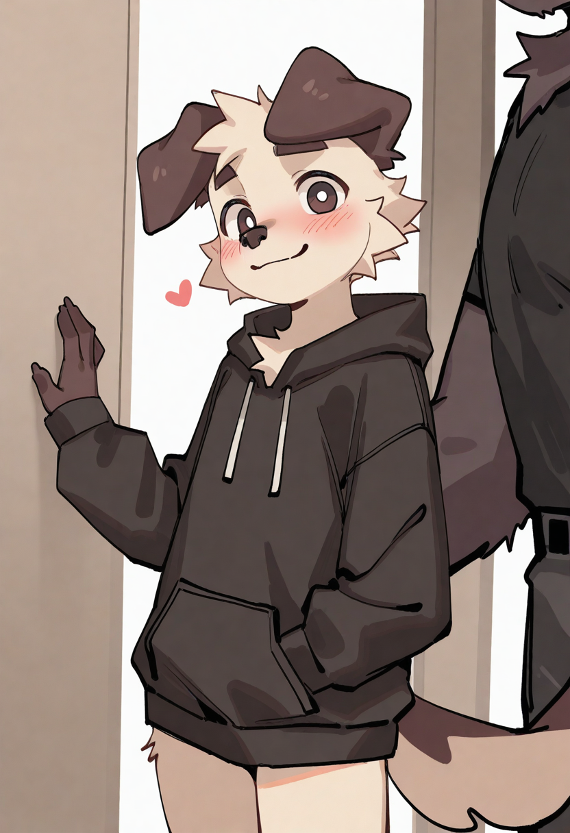best quality, amazing quality, very aesthetic, absurdres, newest, by hemuchang, furry, male, dog boy, 1boy, blush, smile, looking at viewer, <lora:Hemuchang_style_Illustrious:1>