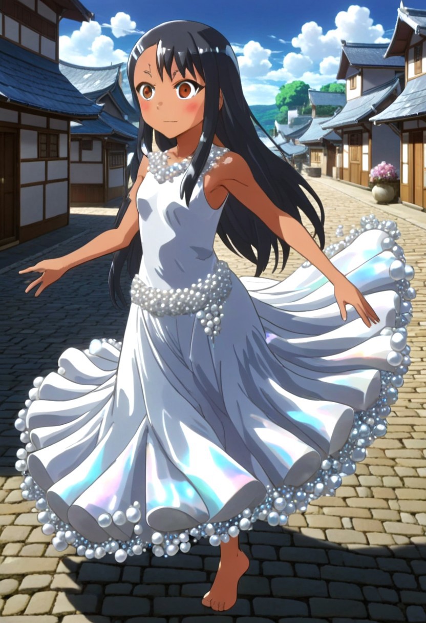 (dynamic pose), dynamic action, dynamic angle, 1girl,
Nagatoro_Hayase,
a dress made of Pearlum, fluttering in a Pearlum magical town, <lora:Pearlum_World_Morph:1>, detailemaximizer, realistic, <lora:clearHandExtract:0.8>,