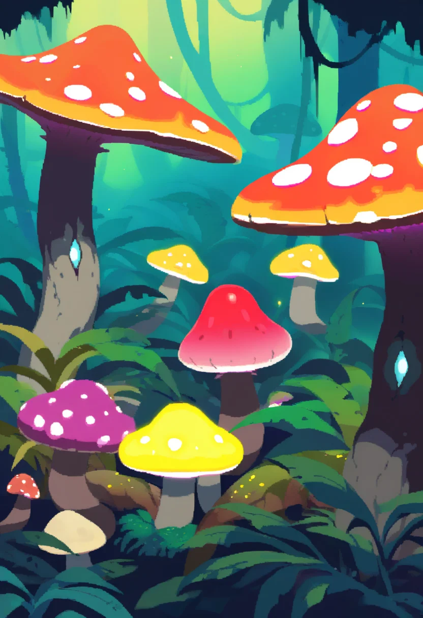 masterpiece, best quality, very aesthetic, absurdres,
rorr,
humanoid mushroom, monster, glowing eyes, no humans,
trees, jungle background <lora:RoRRNoobLocon_byKonan:1>
