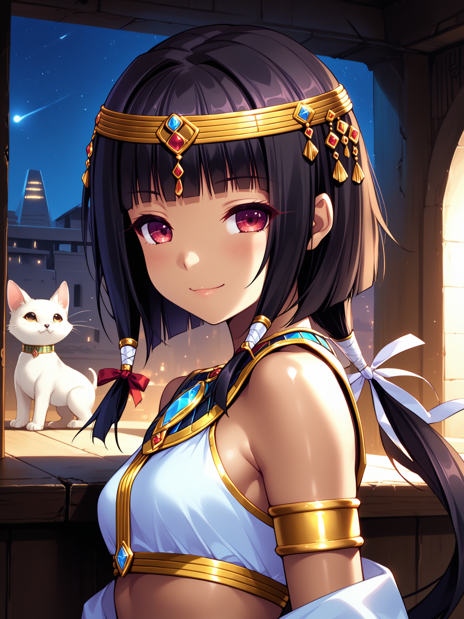 (upper body, solo focus:1.2) <lora:happy_tentacle-arle-v0.1-000034:0.8>, ht_arle, low ponytail, hair ribbon, black hair, egyptian clothes (petite:1.2), <lora:Shed_The_Skin's StS_age_slider_v1_initial_release:-1.4> ( :1.1) (perky breasts:1.2) ( , , ( :1.2) , smile , looking back :1.2) , indoors, ((night, night sky :0.6), :0.8), ( window :0.9), (furniture:0.9), abandoned , , , , (science fiction :0.9) ( :0.8) score_9, score_8_up, score_7_up, score_6_up, score_5_up, score_4_up, ( [(realistic, photorealistic:1.3):(realistic:1.2):16] [(3d:1.2)::14] :1) <lora:LUUNA's Lunas-NijiJourney-SDXL-B2:0.5>, nijijourney <lora:prgfrg23's Counterfeit-V3.0 Style SDXL_LoRA_Pony Diffusion V6 XL:0.5> <lora:mfcg's mfcgXL:0.12> <lora:reweik's gyokai(himehajime)_PonyXL_style_v01:0.14>