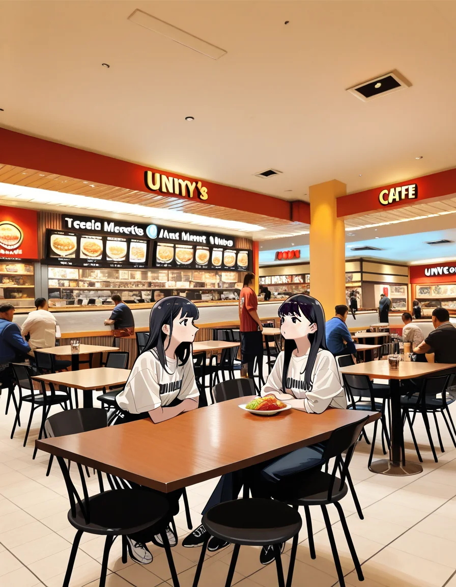 score_7_up, anime BREAK official art, solo, 1girl, one girl,
Black hair, (chest length hair:1.2), Straight Hair, bangs, one tucked behind ear, black eyes, feature large highlight, feature double highlights, shaped eyeblow,
<lora:Shopping_Mall-000006:1>, Shopping Mall, photo background, real world location,
restaurant, multiple boys, table, indoors, chair, sitting, cafe, 6+boys, tiles, cup, scenery, tile floor, real world location, reflection, ceiling light, stool, food court, shop
(masterpiece:1.3), best quality, high resolution, unity 8k wallpaper, extremely detailed CG, 8K, (watercolor \(medium\), muted color, sketch:1.1), perfect anatomy, highly finished, masterpiece, best quality, high quality, amazing quality, great quality, very aesthetic, ultra detailed, highres, absurdres, highly detailed, highly detailed background,