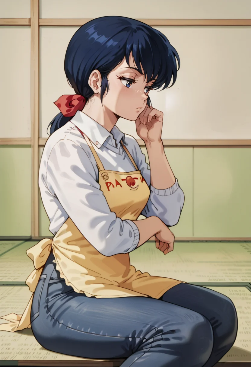 score_9,score_8_up,score_7_up,score_6_up,score_5_up,
BREAK,
1female, otonashi_kyouko, arm rest, sitting on tatami, from side,
shirt, apron, jeans, half closed eyes, looking away, thinking,
<lora:Kyoko_Otonashi:0.85>