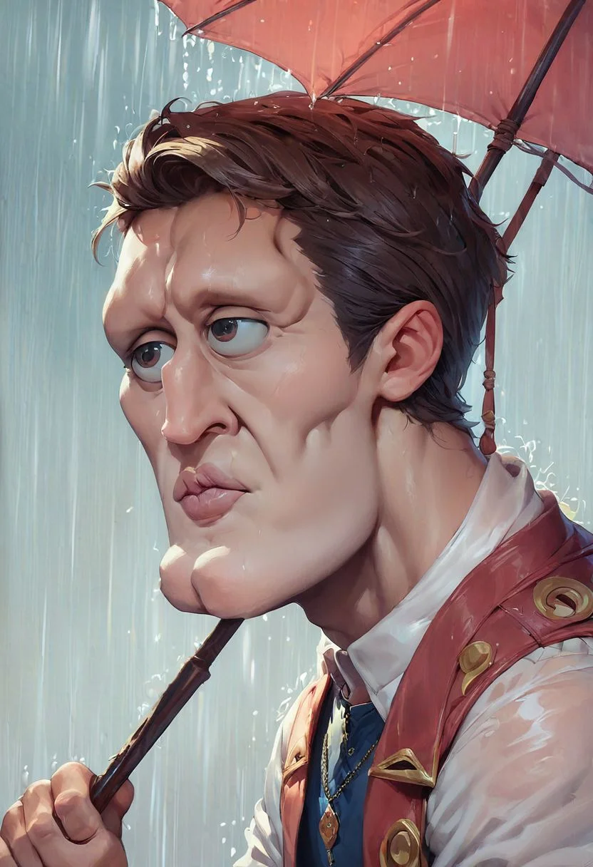 score_9, score_8_up, score_7_up, a girl with long hair holding a umbrella, a boy face to face to her, side view, raining day, they love to each other, dramatic pose, detailed, HD, 8k