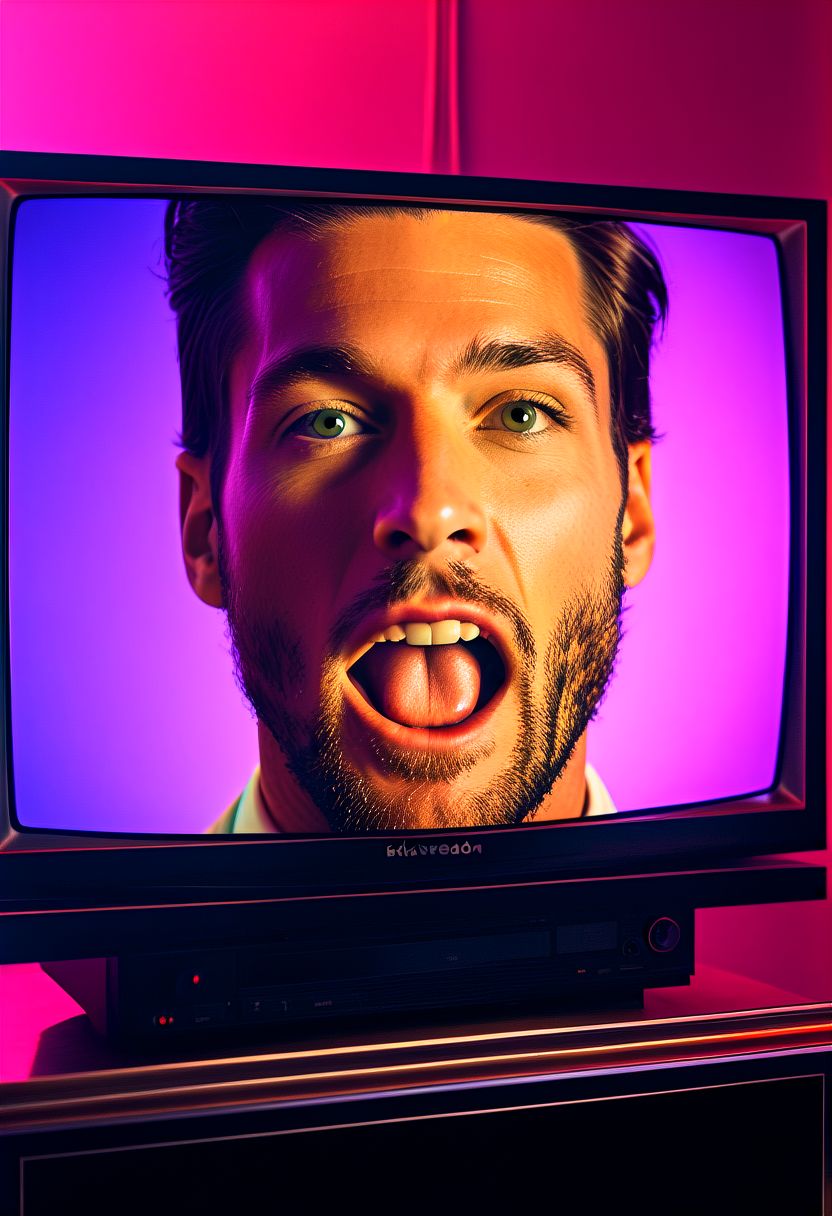 surreal essence of a  ((dzktxez)), Capture the charismatic presence of a business man as he enthusiastically promotes a product on a TV informercial. Emphasize the vibrant colors, dynamic lighting, and the captivating expressions of both the business man and the audience. Inspired by the works of (Richard Avedon:1.4) and (David LaChapelle:1.3), ultra HD, realistic 8K raw photography, prismatic sci fi inspired DSLR photography,  HDR, UHD, 64K, natural lighting, volumetric lighting, bokeh,  extremely detailed, , 128k, ((tv head)), world morph, anthro tv, cinematic lighting, best quality, official photography, masterpiece