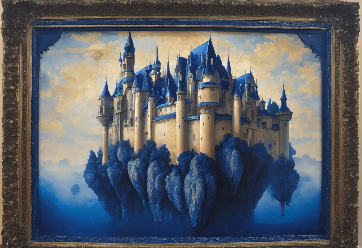 <lora:parrishstyle:0.9> (absurdres, masterpiece, biggest quality) award winning painting of a floating castle in the air, epic composition, detailed, parts made of deep blue crystal,  intricate, the greatest painting ever