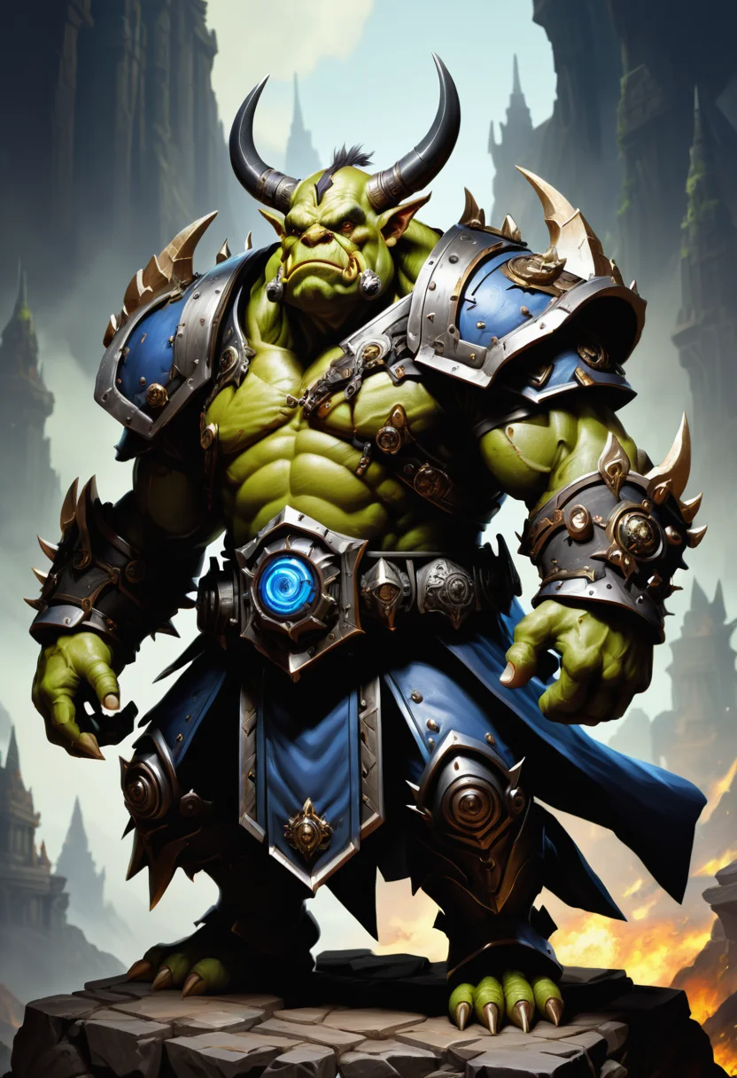 hyper detailed masterpiece, dynamic, awesome quality, male ogre kingdoms tyrant, drone developer,