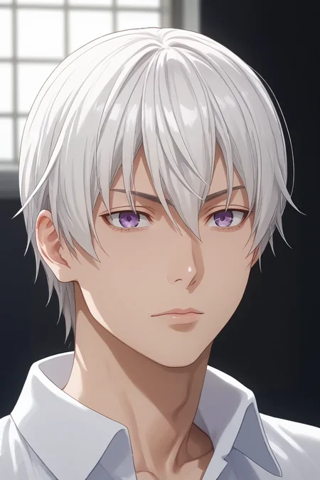 score_9, score_8_up, score_7_up, , rating_safe, , (photorealistic:0.6), , , 1boy, solo, male focus, <lora:eishi_tsukasa_pony:0.86>, eishi_tsukasa, white hair, purple eyes, short hair, hair between eyes, , , <lora:sdxl_lightning_8step_lora:1>