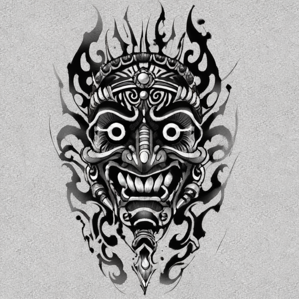 <lora:1y0n:1>1y0n tribal tattoo design voodoo