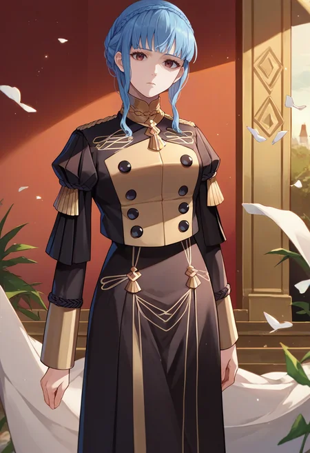score_9, score_8_up, score_7_up, source_anime, solo, 1girl, marianneuniform, expressionless, looking at viewer, standing, crown braid, garreg mach monastery uniform, epaulettes, long sleeves <lora:fireemblem_marianne_ponyXL:1>