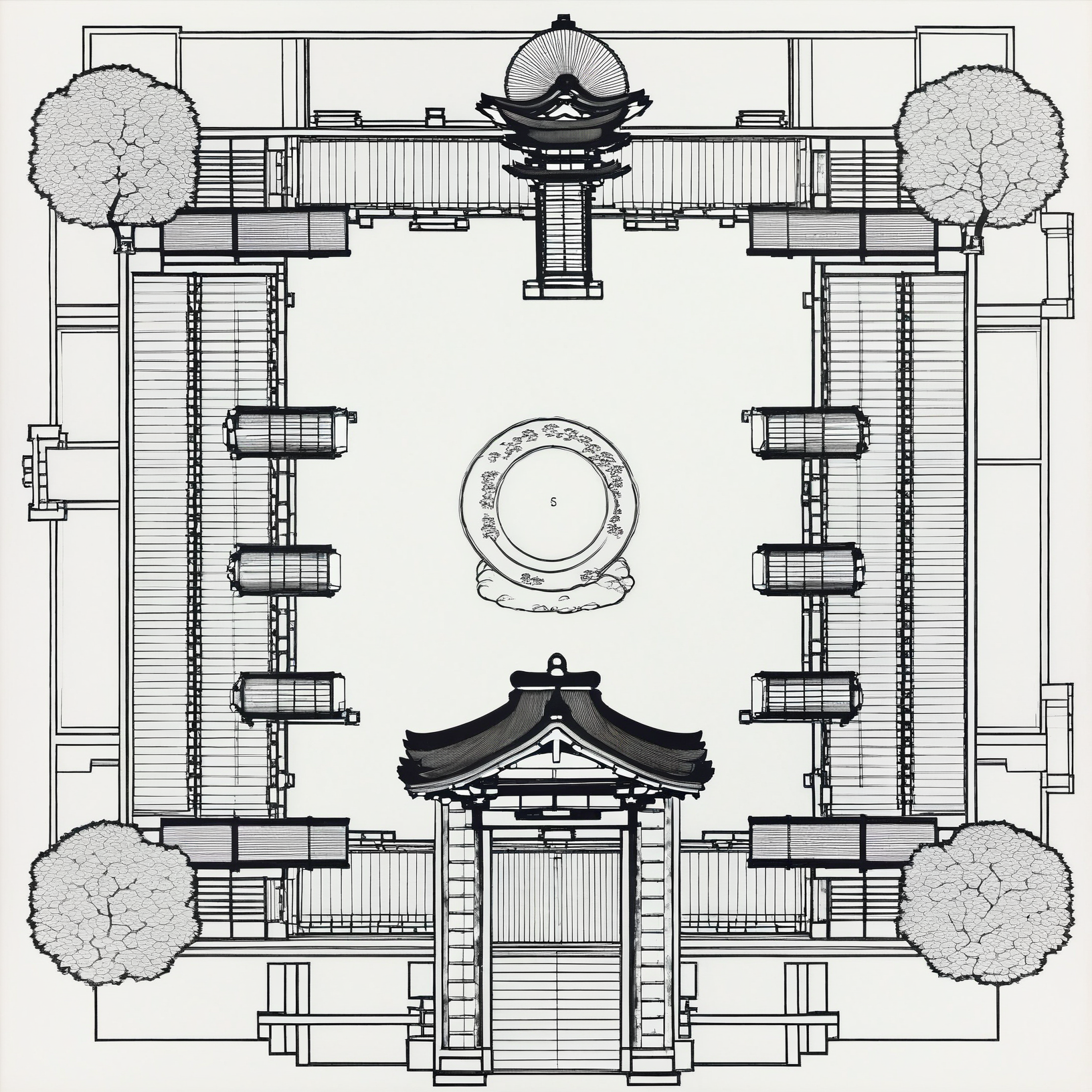 detailed top-down floorplan of a traditional japanese shrine, high resolution<lora:floorplans-prod-e-000012:1>