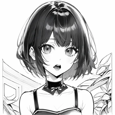 LineAniAF,
best quality, anime girl, bob cut hair, sleeveless solid T-shirt, plaster patch with print on a nose, dark lips, closed mouth, manga, (lineart), (monochrome), (colorless)
, <lora:Lineart-LineAniAF-LessSize20:1>