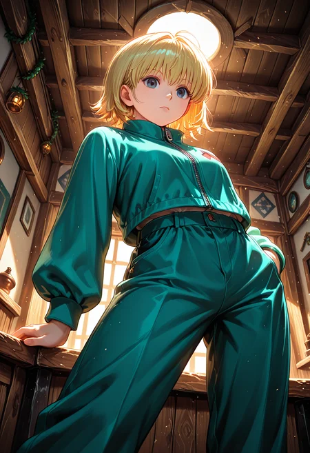 masterpiece, best quality, 32k, high resolution, absurdres
1girl, solo, Borksen, h_borksen, hunter x hunter, official art, dark grey eyes, short blond hair, long sleeves,full turquoise clothes, bangs, turquoise pants, turquoisejacket,
dynamic pose, standing, posing, expressionless
indoors, room in wooden ship, decorations
from below, light particles, dynamic angle, cinematic angle, various angles, detailed background, beautiful background, (rays light:1.0),(grow:1.0) vivid colors, shiny and glossy, anime style, high-res, beautiful aesthetic, very intricate, high-quality details, vibrant,
<lora:add-detail-xl:1.10> <lora:spo_sdxl_10ep_4k-data_lora_webui:0.95> <lora:noobai_ep11_stabilizer_v0.138_fp16:0.6> <lora:StS-Illustrious-Detail-Slider-v1.0:1.10> <lora:cfg_scale_boost:0.95> <lora:nyalia:0.20> <lora:HUNTERHUNTER___Morena_____borksen:1>