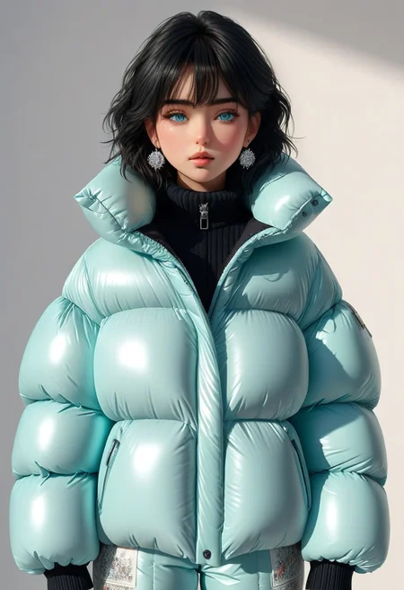((((down padded coat)))), ((((puffer pants)))), ((((full body, standing)))), ((((very warm)))), ((((hot)))), indoors, ((((sweating profusely)))), ((((sweat)))), ((((sweatdrop)))) masterpiece, best quality, (((masterpiece, illustration))), (super_detailed, 8k wallpaper, hyper_detailed, ultra_detailed, beautiful_and_delicate, intricate details), (girl, solo,small_girl, small_face), (medium_black_hair, bangs pinned back , single_side_earring) , (disheveled_hair, beautiful_detailed_hands ) , (beautiful_detailed_aqua_eyes), (deepen contour, depth of field, chromatic_aberration, dynamic_light, dynamic_shadow, perfect lumination), padded cuffs, padded collar, Thick padded cuffs, Thick padded collar, <lora:Collar-SDXL:0.6>, <lora:Cuffs-SDXL:0.6>, <lora:Puffer_Jacket_and_Down_Jacket_-_Extra_Puffy_Jackets:0.4>, <lora:snowpants_v1:0.4>, <lora:detailed_notrigger:1>