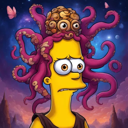 A Simpstyle FairyForm woman <lora:SDXL_Fairy_Form_LoRA:0.8> <lora:SDXL-Simpstyle-Lora-v2-r16:0.8> but the old gods are rising <lora:Old_gods_rising_SDXL:0.8>