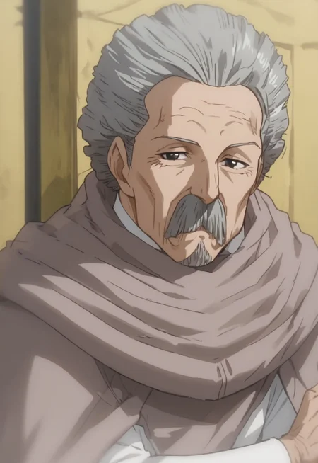 safe_pos, safe_pos, score_9, score_8_up, score_7_up, rating_nsfw, ultra hd, absurdres, solo, masterpiece, best quality, best aesthetic, Expressiveh, wolfconf,

BleachSoken, glassees, grey hair, mustache, beard, cloak, cape, old man, anime screencap, (portrait), looking at viewer, smile, horny, headshot