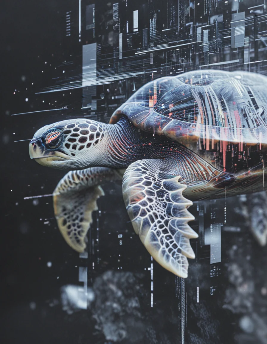 novuschroma79 style sea turtle glitch art photo <lora:novuschroma79 style_light:1.25>, <lora:sdxl_lightning_8step_lora:1>