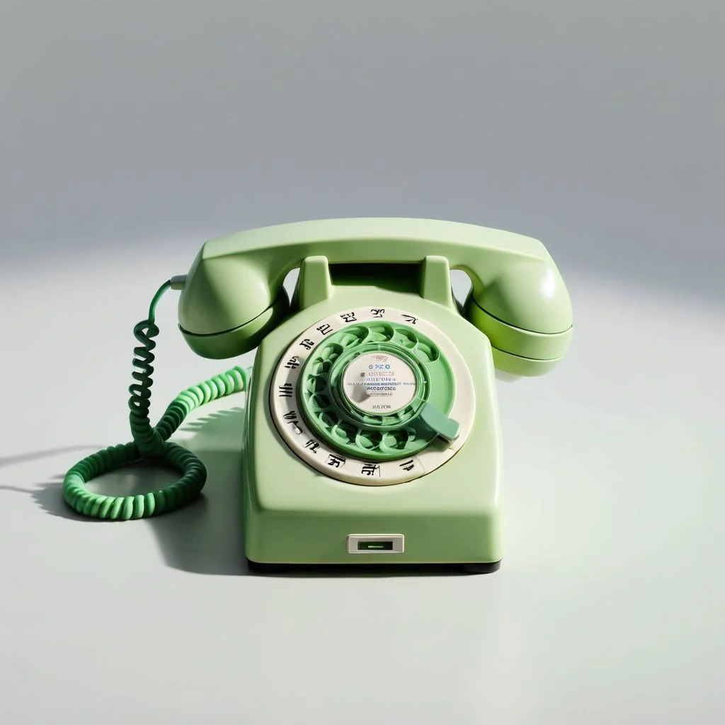 isztoksk, green rotary telephone, no humans, cable, simple background, shadow, still life, solo, grey background, white background, 3d, miniature, isometric, from above, cinematic lighting, neon lighting, game design, octane render, masterpiece, best quality