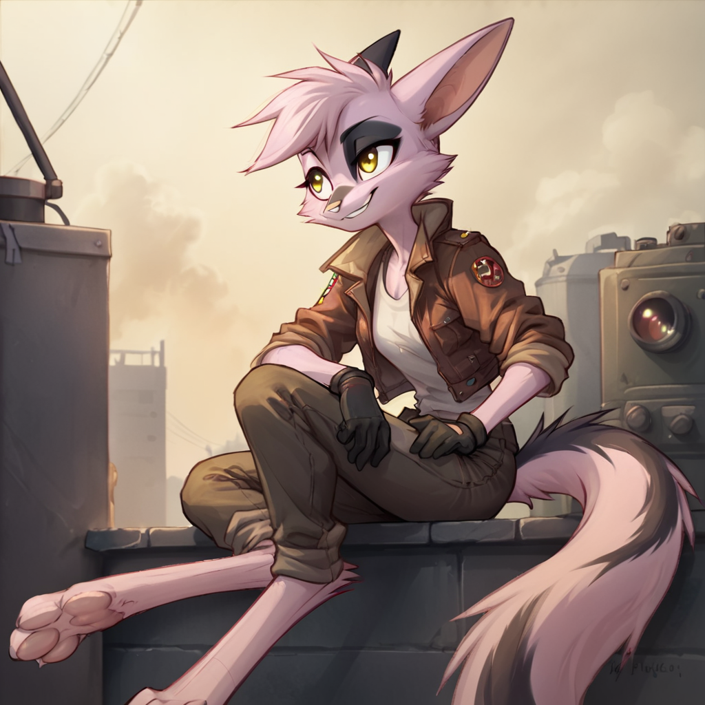 score_9, score_8_up, score_7_up, score_6_up, score_5_up, score_4_up, source_anime, BREAK 
 <lora:ViriathusPony:0.8>,viriathusvayu, 
1girl,, solo, furry, sitting, pants, jacket, couch, gloves, animal ears, smile, yellow eyes
