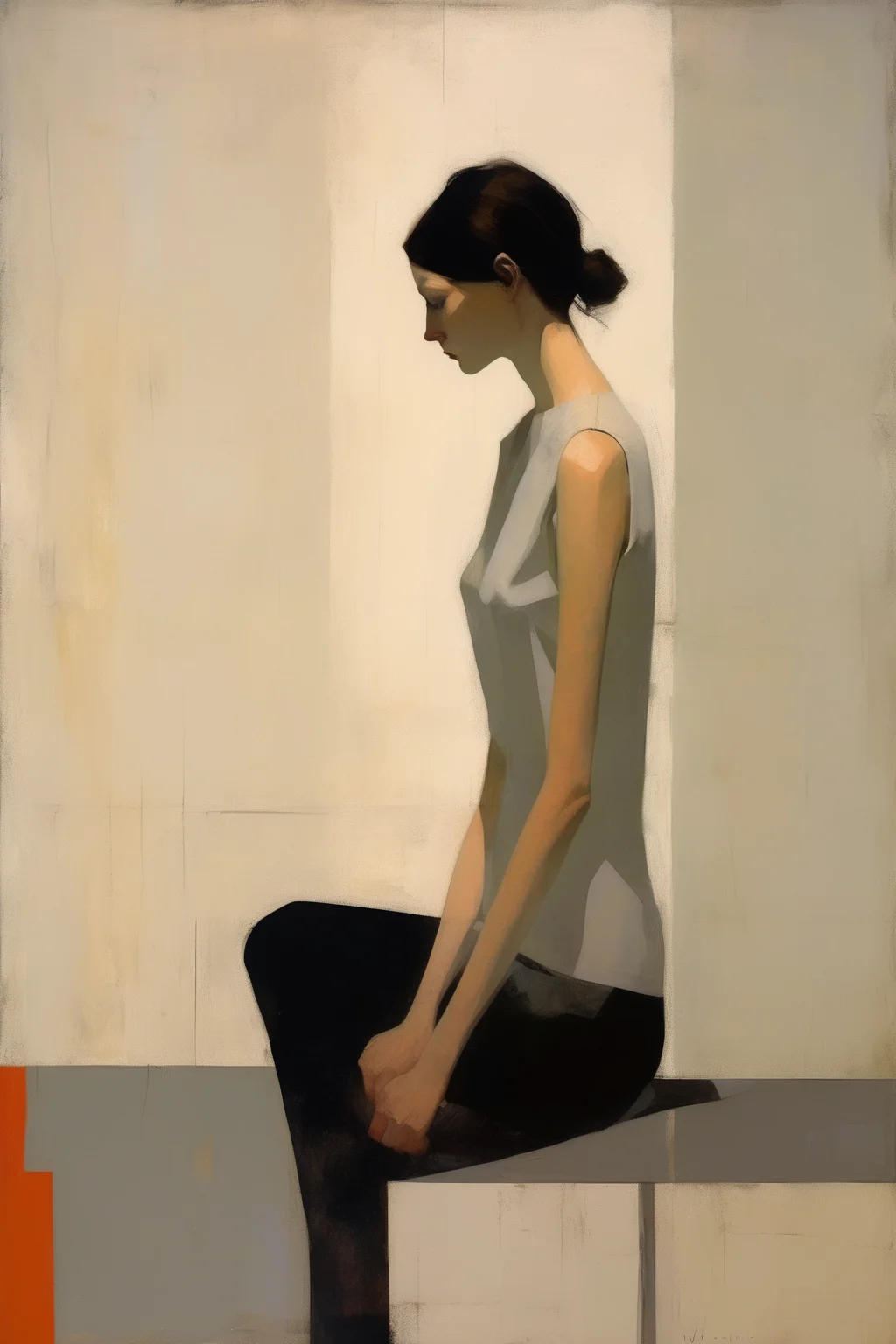 <lora:Euan Uglow Style:1>Euan Uglow Style - beautiful woman modernism, stark and minimalist, contrast of light and dark, natural imagery with a sense of foreboding, symbolic use of colors, themes of loneliness and isolation, use of imagery to create a sense of tension, symbolism to convey deeper meaning, melancholic with a hint of unease, exploration of the human condition in the face of mortality and isolation
