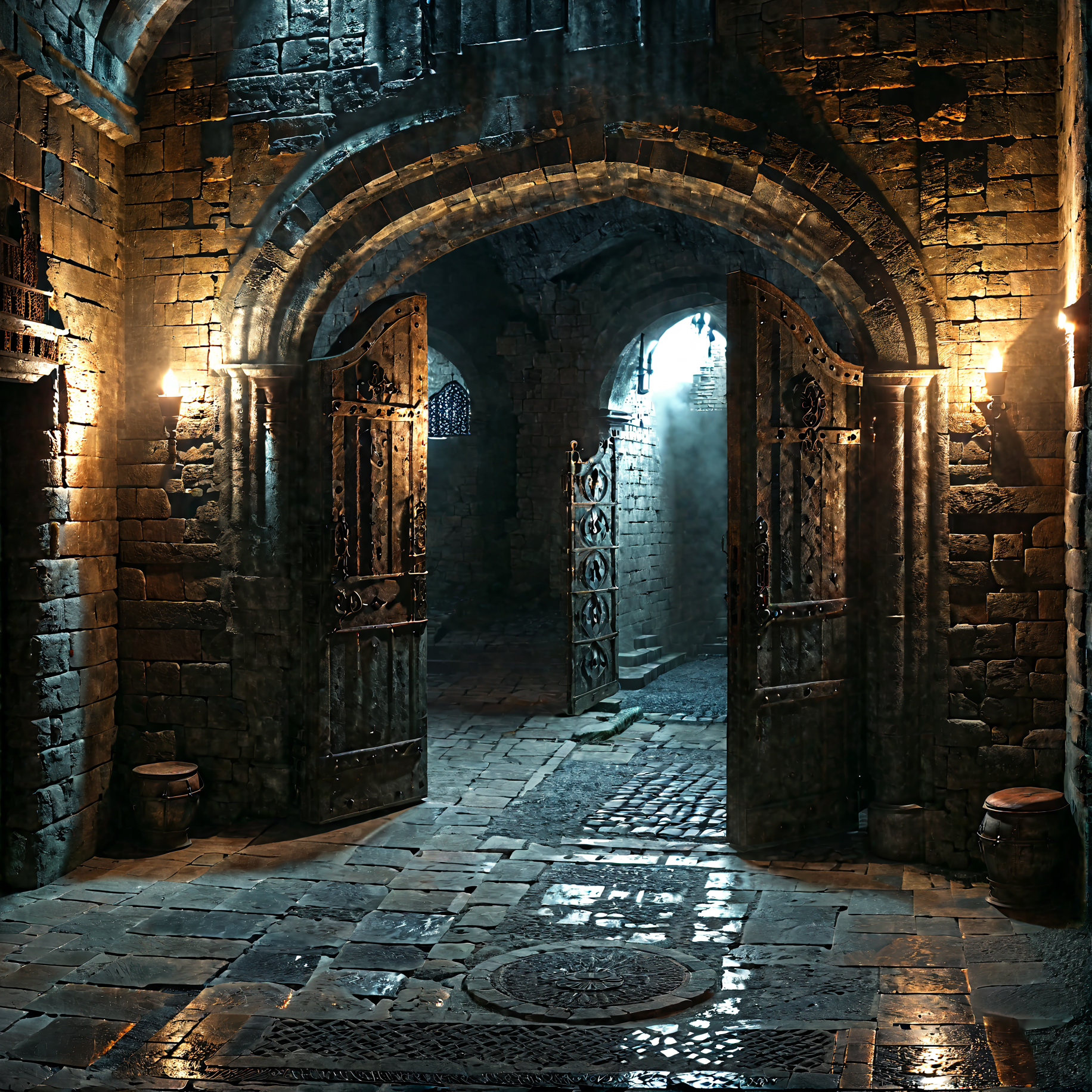 Horror-themed arch, pillar, chair, door, window, stone floor, ruins, <lora:The_Deep_Dark_Dungeon-SDXL:0.8>, deepdarkdungeon, best quality, masterpiece, 4k, uncensored, prefect lighting, rating_explicit, very aesthetic, detailed, <lora:add_details_xl:0.6>, very detailed, <lora:SDXLHighDetail_v5:0.6> . Eerie, unsettling, dark, spooky, suspenseful, grim, highly detailed