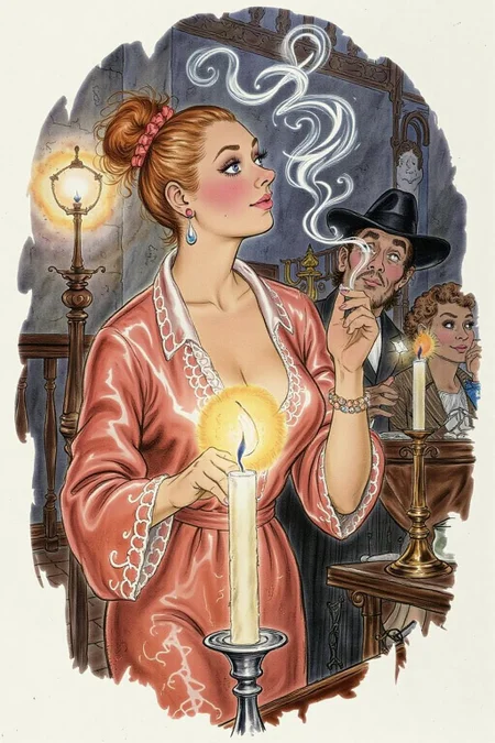 d0sn Illustration.
Wisps of smoke rising from a candle in the form of a woman's profile <lora:d0sn_illus1_fl_d6a3:1.0> <lora:Flux-Sch-SingleBlocks-BF16:1.0><lora:803575367613953740:0>