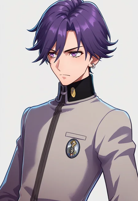 score_9, score_8_up, score_7_up, source_anime BREAK 1boy, solo,
<lora:zs_EngagePortraitsXL:1> engageportraits, portrait, white background,
plain background, upper body
<lora:-pdxl_Fp:1> naoyap1, school uniform, purple eyes, grey pants, single earring, emblem