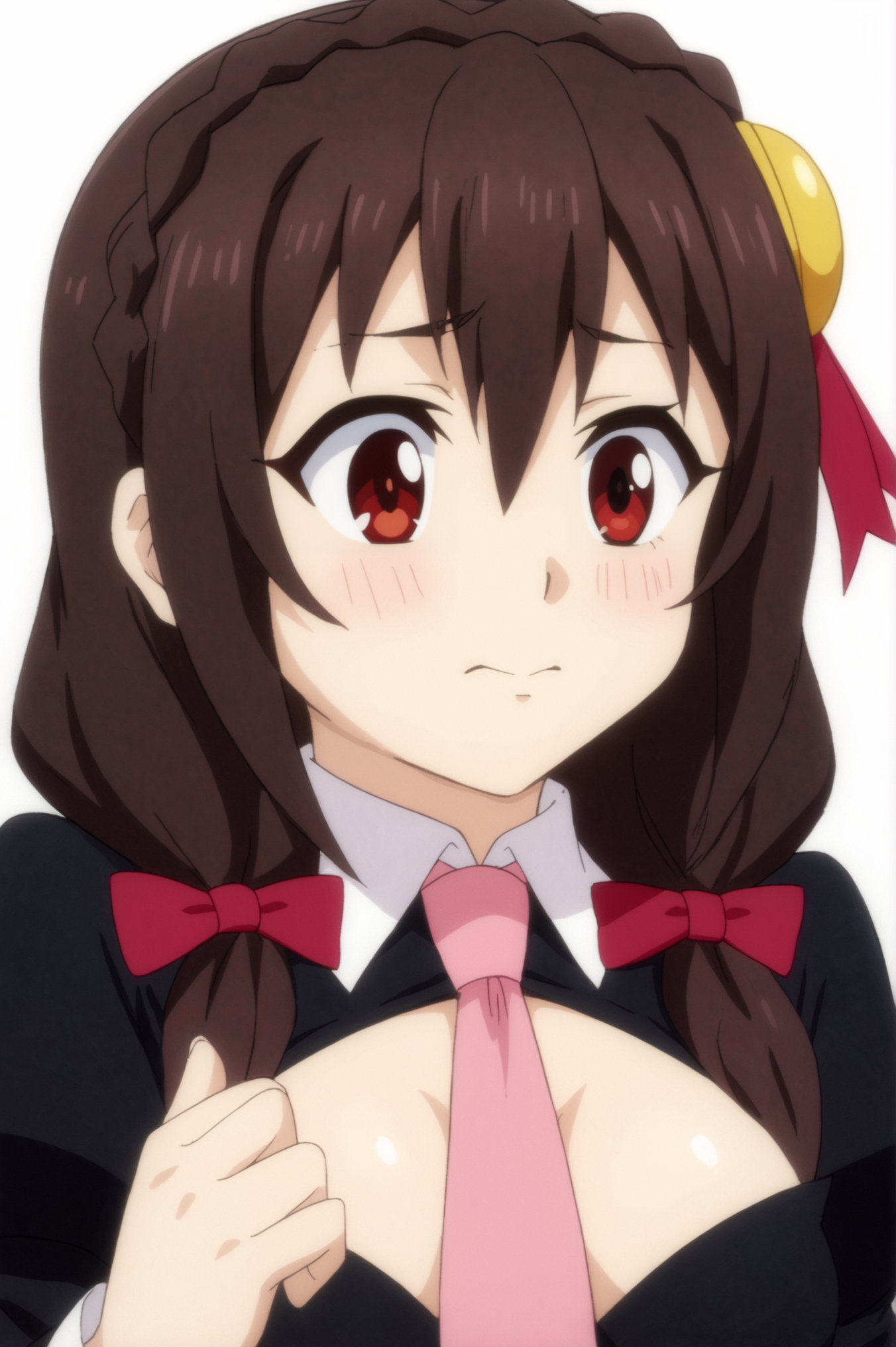 <lora:Yunyun:0.7> Yunyun, upper body, white background,  <lora:sdxl_lightning_4step_lora:1>