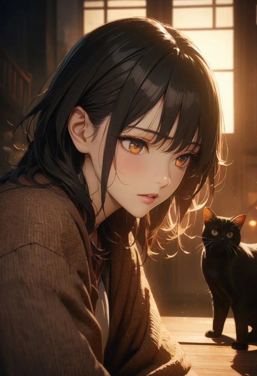 gorgeous lips, cinematic, (masterpiece), (best quality), (ultra-detailed), very aesthetic, illustration, perfect composition, intricate details, absurdres, detailed face, (anime, masterpiece, intricate:1.3), (best quality, hires textures, high detail:1.2), (4k),(incredibly detailed:1.4)
best quality, very aesthetic, absurdres, ultra-detailed, photorealistic, portrait photography, Beautifully detailed light and shadow, wide shot, an orange lit bridge outside of a building at night time, cinematic lighting, indirect lighting, in focus with blurred background, cute cat, steam, 
ryokan