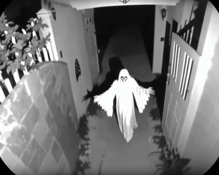 A CCTV Style doorbell camera footage of the angel of death <lora:SDXL-CCTV-Style-Lora:0.7>