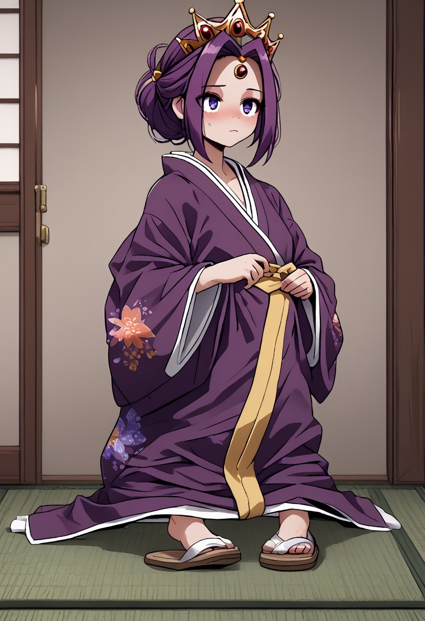 MIRELLIA Q MELROMARC, CROWN, TIARA, kimono, full body, ShrinkingConcept, shrinkingclothing, oversized clothes, shrinking, full body, child, small