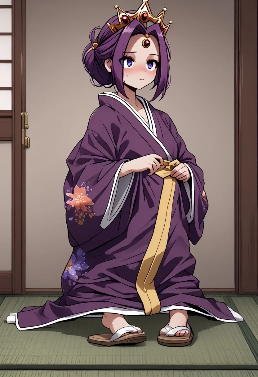 MIRELLIA Q MELROMARC, CROWN, TIARA, kimono, full body, ShrinkingConcept, shrinkingclothing, oversized clothes, shrinking, full body, child, small
