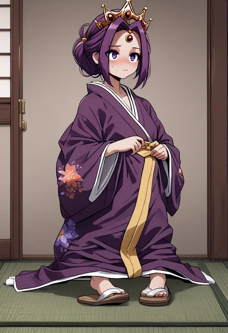 MIRELLIA Q MELROMARC, CROWN, TIARA, kimono, full body, ShrinkingConcept, shrinkingclothing, oversized clothes, shrinking, full body, child, small