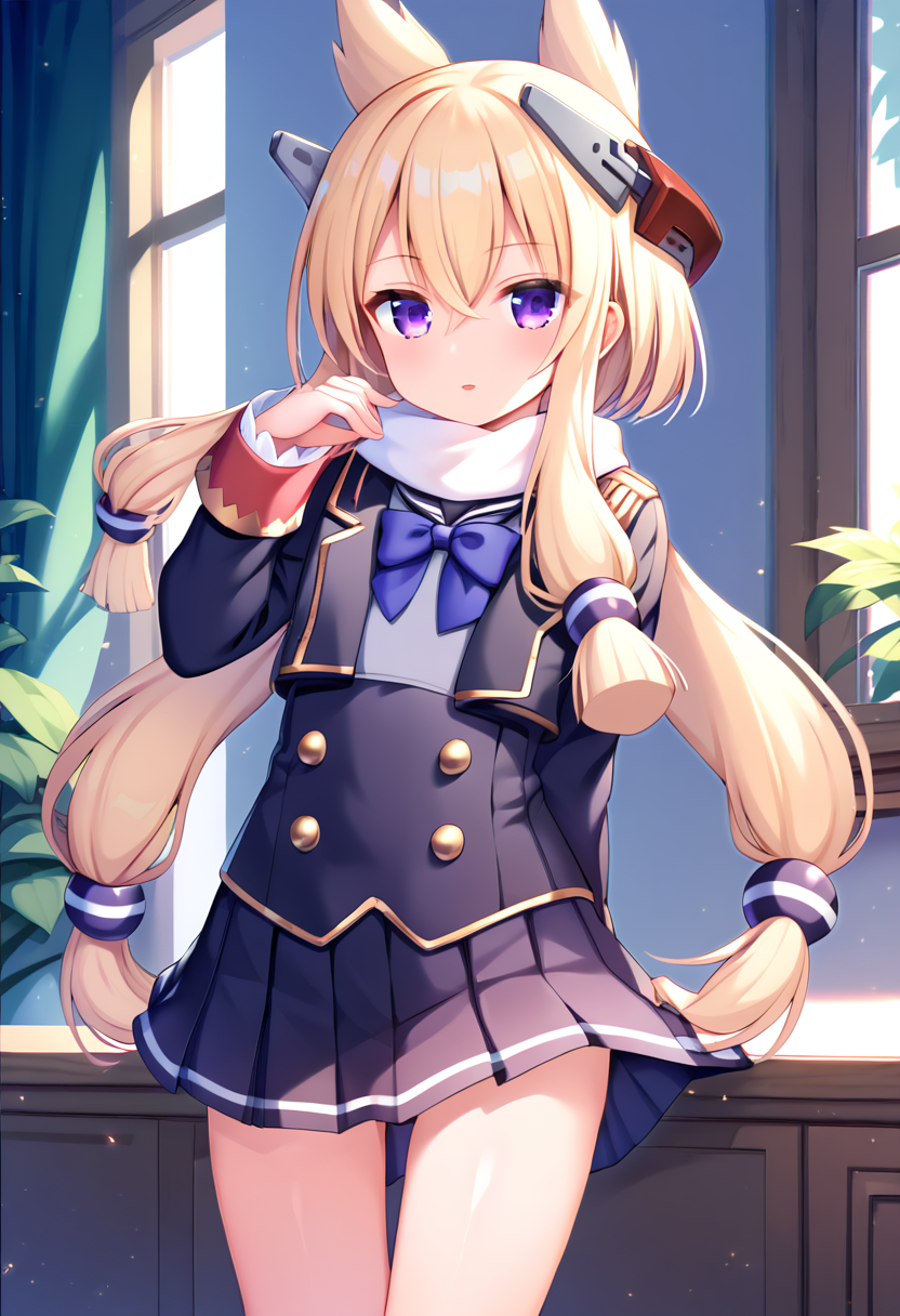 score_9, score_8_up, score_7_up, score_6_up, score_5_up, score_4_up, source_anime,
BREAK,
solo, 1girl, standing, looking at viewer, school uniform, indoors, 
<lora:warspite_azurlane_ponyXL_v1:1> warspite \(azur lane\), blonde hair, long hair, purple eyes, sidelocks, headgear,