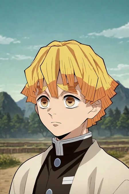 score_9, score_8_up, score_7_up, score_6_up, score_5_up, score_4_up, BREAK source_anime, anime screencap, anime coloring, , , , , 1boy, solo, male focus, <lora:zenitsu_agatsuma_pony:0.84>, zenitsu_agatsuma, blonde hair, yellow eyes, short hair, bangs, thick eyebrows, demon slayer uniform, , , science fiction apocalyptic and post-apocalyptic, , <lora:sdxl_lightning_8step_lora:1>