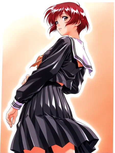 masterpiece,best quality,newest,
1girl,solo,
<lora:nanase_yuuilxl_v1.0:1>,n_yuu,short hair,red hair,brown eyes,y_clothes,black serafuku,long sleeves,pleated skirt,
<lora:Fixhands_anime_bdsqlsz_V1:1>,upper_body,sideways_glance,looking_at_viewer,white_background,simple_background,profile,smile,parted lips,