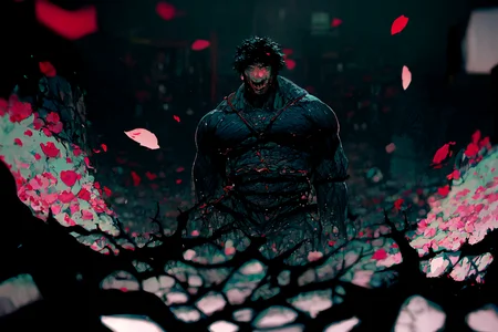 1boy, crossed arms, open mouth, (fisheye:1.3), riding bicycle, motion blur, petals on liquid, scar on face, male pubic hair, mature male, loincloth, chest harness, muscular male, (large pectorals:1.4), bara, underwater, scenery, traditional media, abstract, (blurry, dark theme, horror \(theme\), mjv3:1.3), best quality, masterpiece <lora:weight_slider_v2:1.5> <lora:mjv3_drmshpr:0.8>