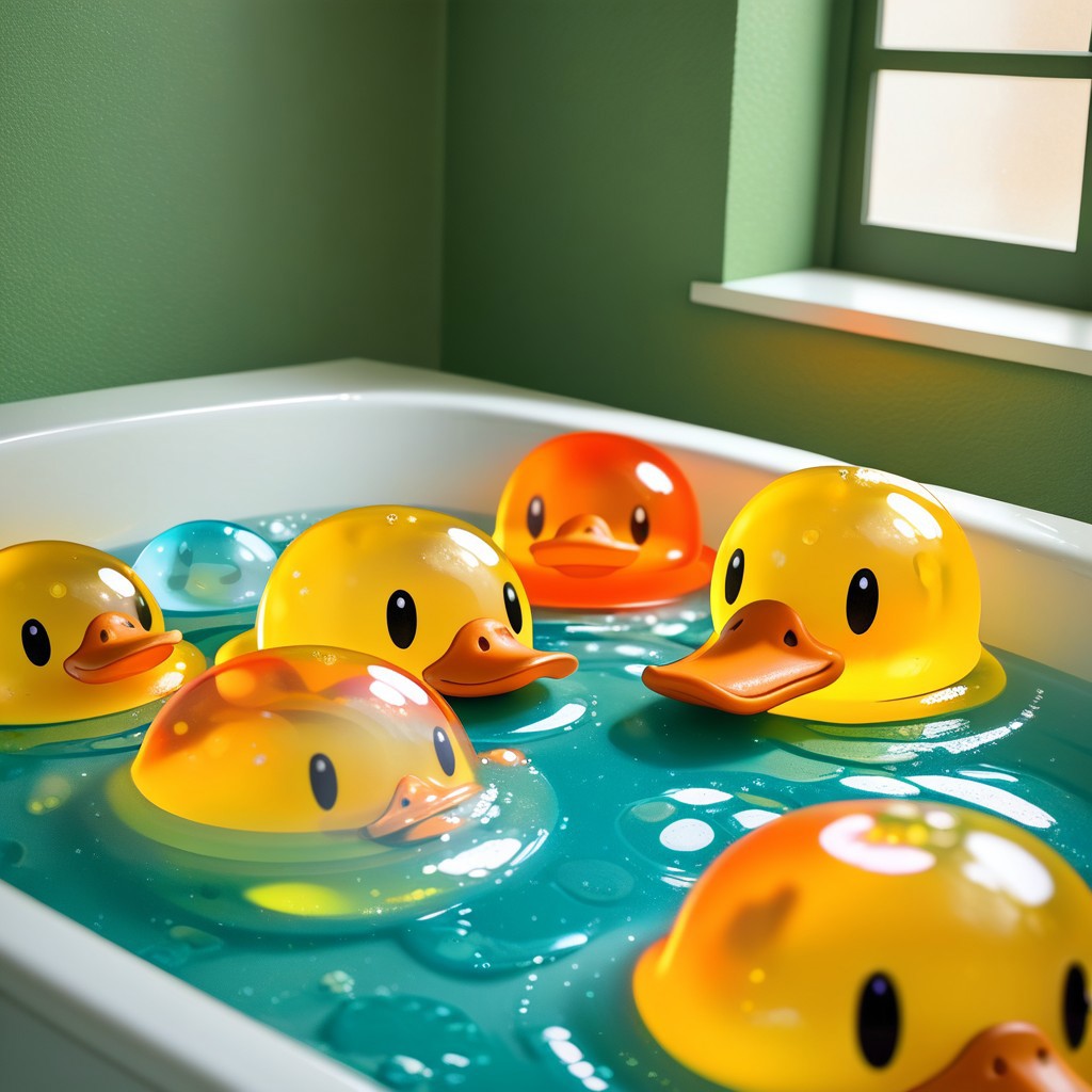 {1duck, 1 bath duck made out of slime, (slime duck:1.5), (yellow slime body:2), (orange slime beak:2), (glossy black eyes:1.5), translucent slime duck, transparent slime duck}
hud_sp_bth, flower, petals, water, bath, in an elegant bath tub, bubbles made out of slime, slimes hiding in the bath bubbles, bubble bath, perspective from inside tub, prespective from inside bath, lots of frothy bubbles, 
everything made of slime, No simple background,
((translucent slime)), ((transparent slime)), (bioluminescent slime), sl1m3d, slime, slime-morph, saturated colors, no humans, no people, no man, no woman,